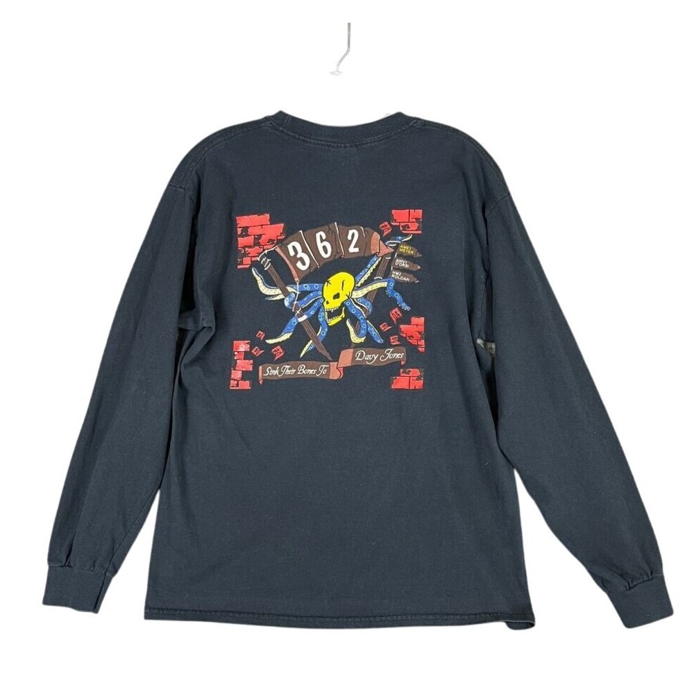 US Navy Mens M Long Sleeve Graphic Shirt Heavy Cotton Military Anchor Black